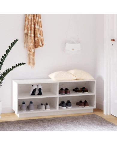 Armoire à chaussures Blanc 110x34x45 cm Bois de pin massif | Mobilier & Déco