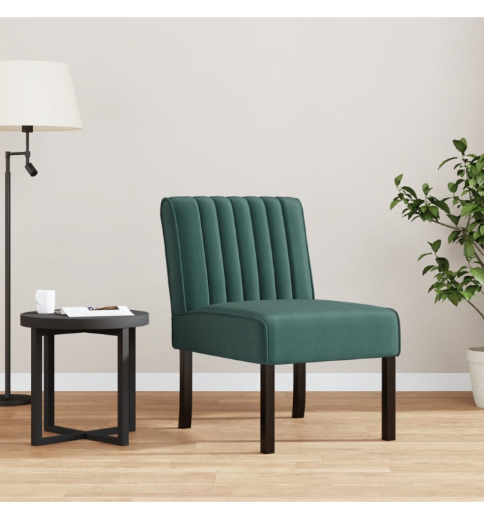 Fauteuil sans accoudoirs vert foncé velours | Mobilier & Déco