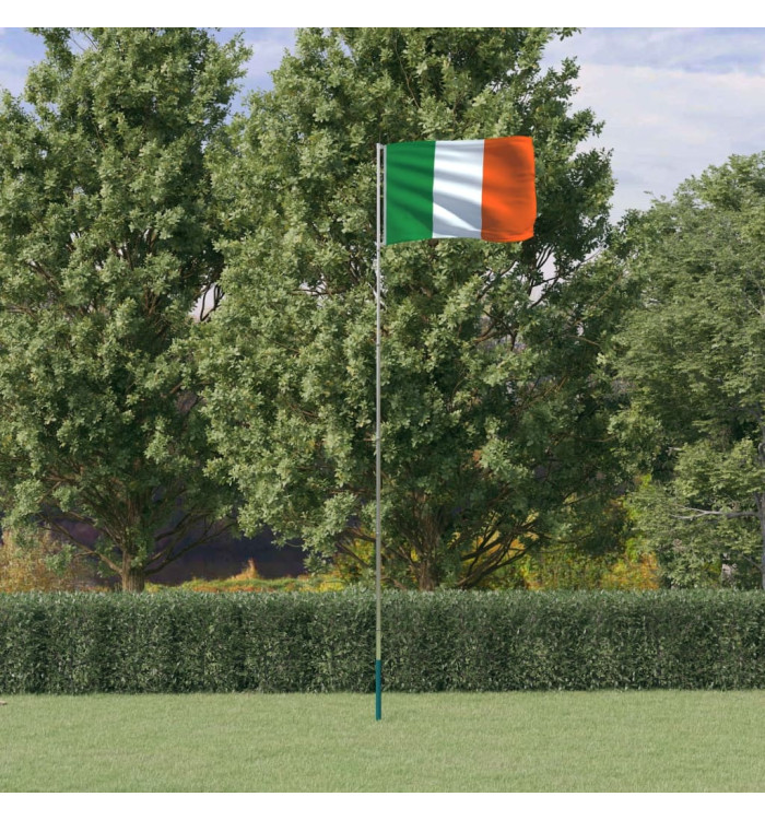 Drapeau de l'Irlande et mât 5,55 m Aluminium | Mobilier & Déco