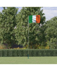 Drapeau de l'Irlande et mât 5,55 m Aluminium | Mobilier & Déco