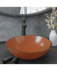 Lavabo de bain avec robinet et drain à poussoir Verre trempé | Mobilier & Déco