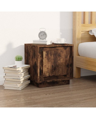 Table de chevet chêne fumé 44x35x45 cm bois d'ingénierie | Mobilier & Déco