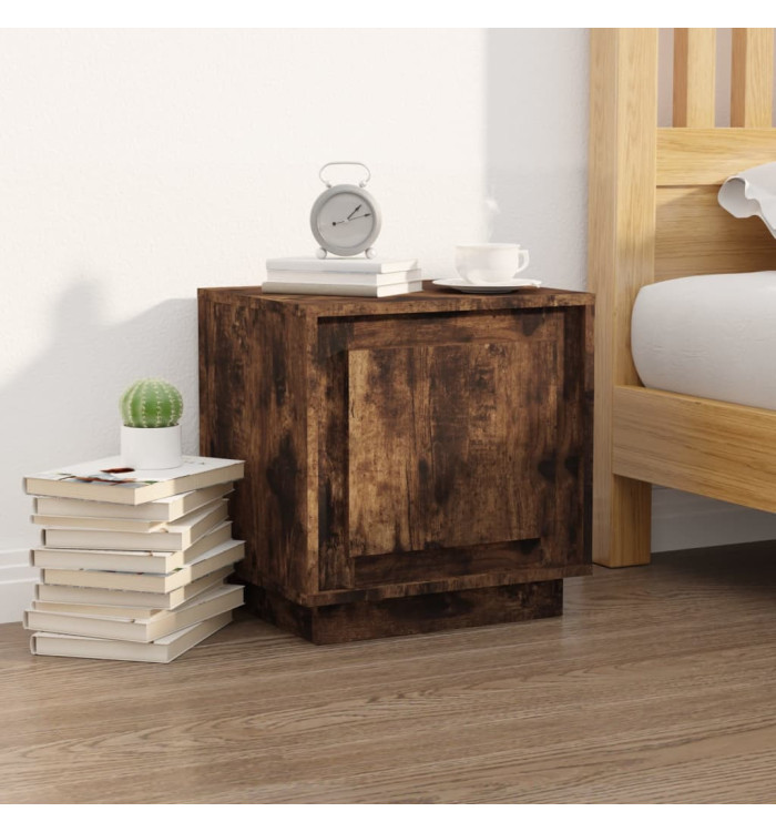 Table de chevet chêne fumé 44x35x45 cm bois d'ingénierie | Mobilier & Déco