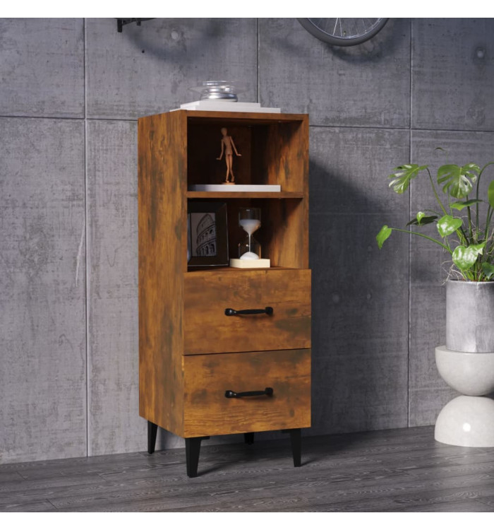 Buffet Chêne fumé 34,5x34x90 cm Bois d'ingénierie | Mobilier & Déco