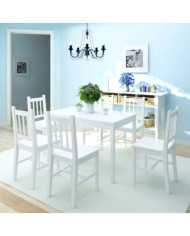 Jeu de salle à manger 7 pcs Pinède Blanc | Mobilier & Déco