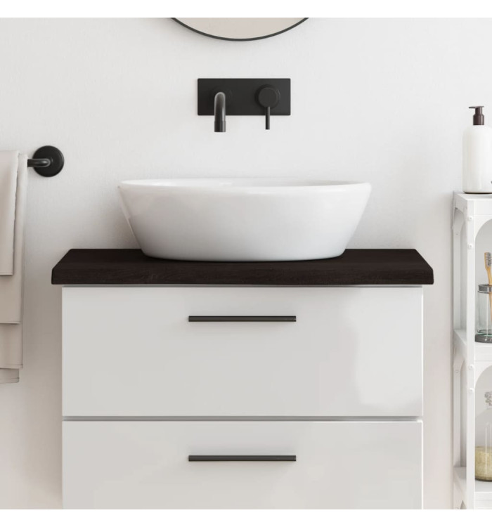 Comptoir de salle de bain marron foncé bois massif traité | Mobilier & Déco