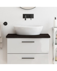 Comptoir de salle de bain marron foncé bois massif traité | Mobilier & Déco