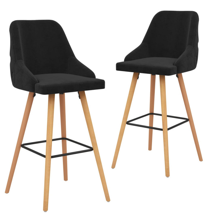 Tabourets de bar lot de 2 noir velours | Mobilier & Déco