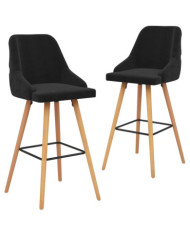 Tabourets de bar lot de 2 noir velours | Mobilier & Déco