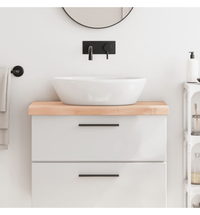 Comptoir de salle de bain 80x30x(2-6) cm bois massif non traité | Mobilier & Déco
