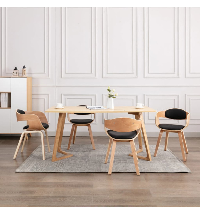 Chaises à manger lot de 4 bois courbé et similicuir | Mobilier & Déco