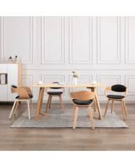 Chaises à manger lot de 4 bois courbé et similicuir | Mobilier & Déco