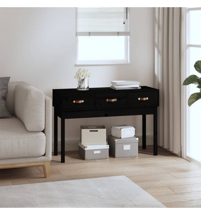 Table console Noir 114x40x75 cm Bois massif de pin | Mobilier & Déco