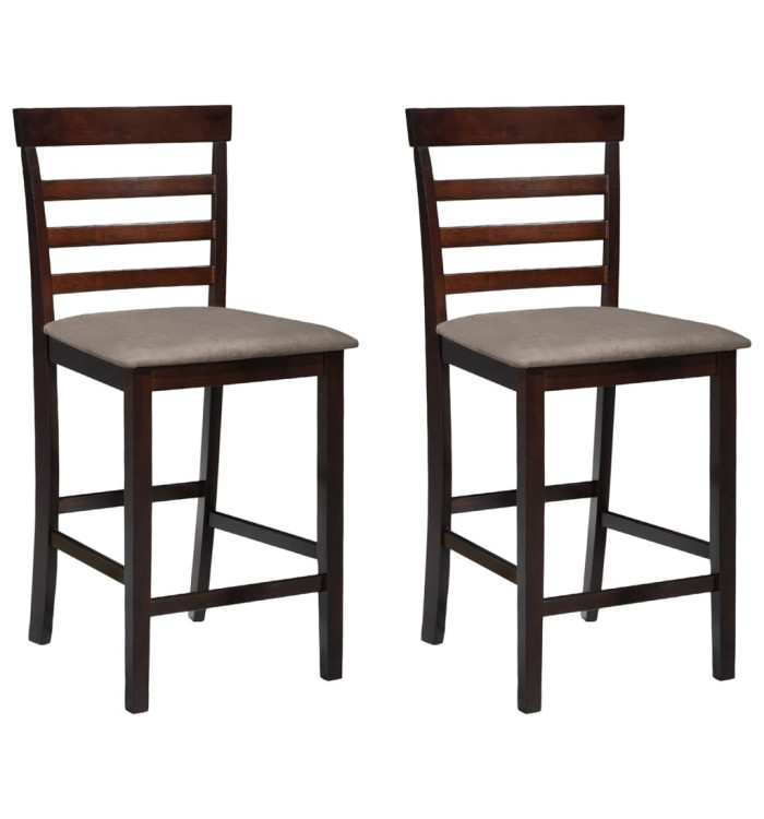 Tabourets de bar 2 pcs Marron Tissu | Mobilier & Déco