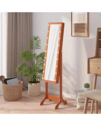Miroir sur pied blanc avec LED 34x37x146 cm | Mobilier & Déco