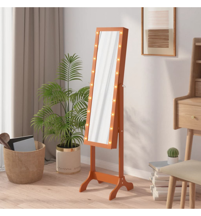 Miroir sur pied blanc avec LED 34x37x146 cm | Mobilier & Déco