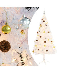 Arbre de Noël artificiel pré-éclairé avec boules blanc 180 cm | Mobilier & Déco