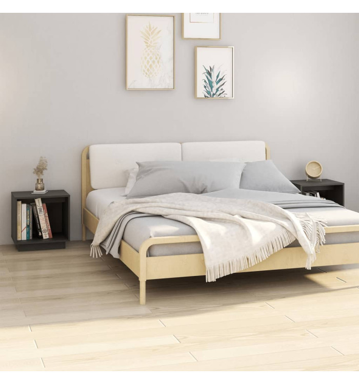 Tables de chevet 2 pcs Gris 40x30x40 cm Bois de pin solide | Mobilier & Déco