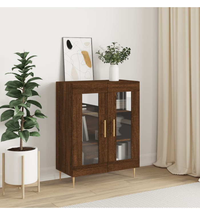 Buffet chêne marron 69,5x34x90 cm bois d'ingénierie | Mobilier & Déco