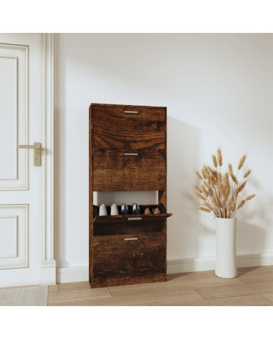 Armoire à chaussures Chêne fumé 59x17x150 cm Bois d'ingénierie | Mobilier & Déco