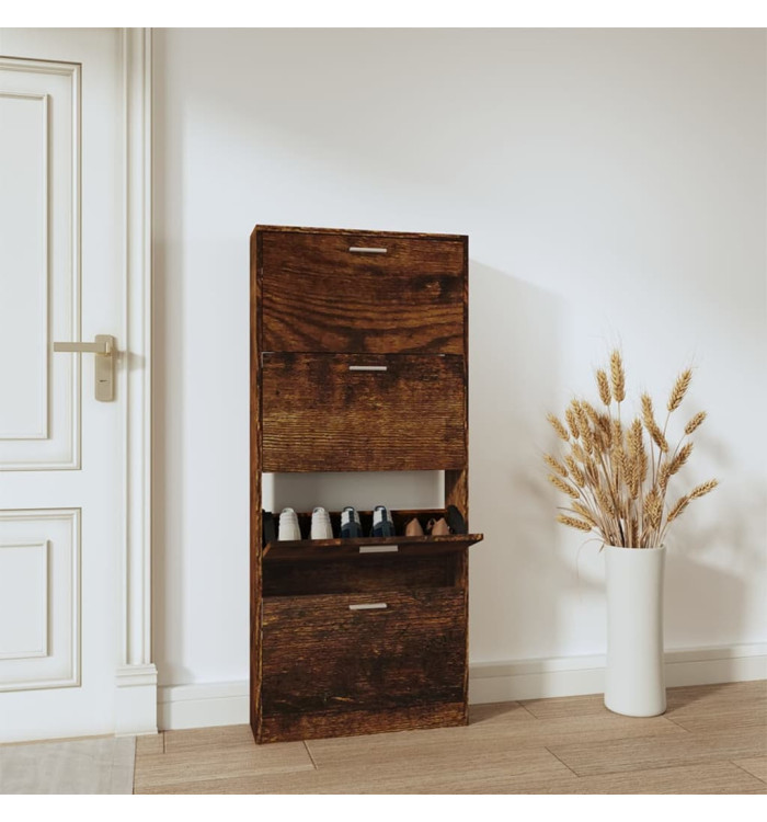 Armoire à chaussures Chêne fumé 59x17x150 cm Bois d'ingénierie | Mobilier & Déco
