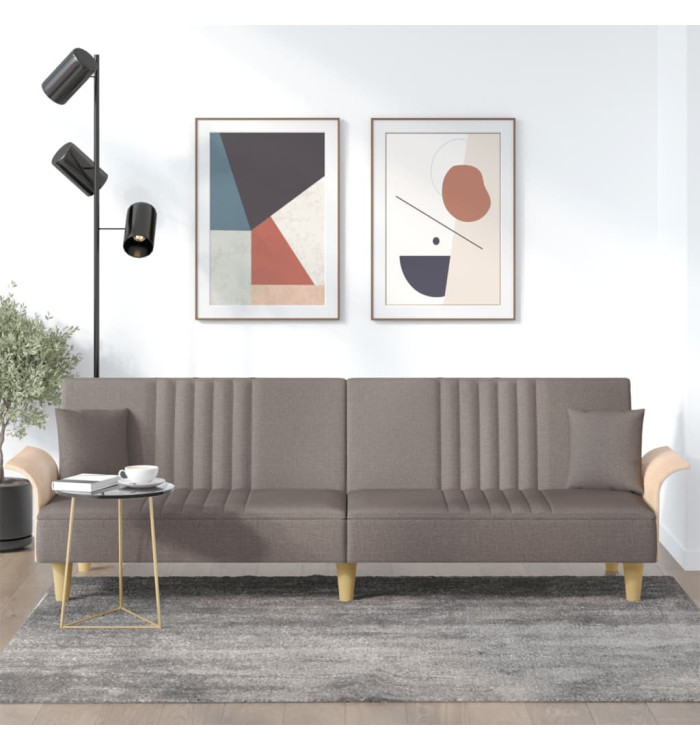 Canapé-lit avec accoudoirs taupe tissu | Mobilier & Déco