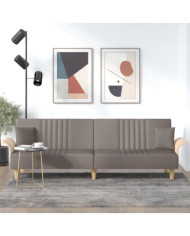 Canapé-lit avec accoudoirs taupe tissu | Mobilier & Déco