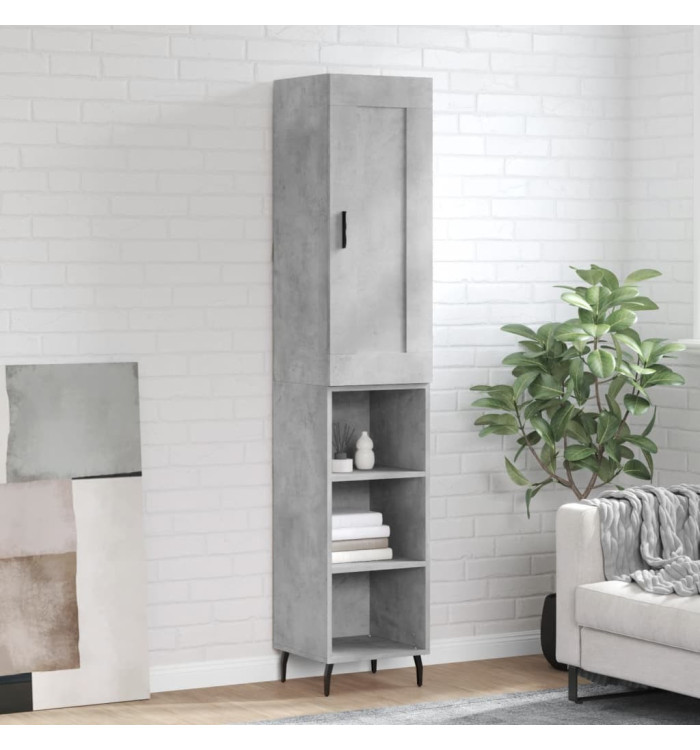 Buffet haut Gris béton 34,5x34x180 cm Bois d'ingénierie | Mobilier & Déco