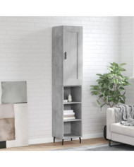 Buffet haut Gris béton 34,5x34x180 cm Bois d'ingénierie | Mobilier & Déco