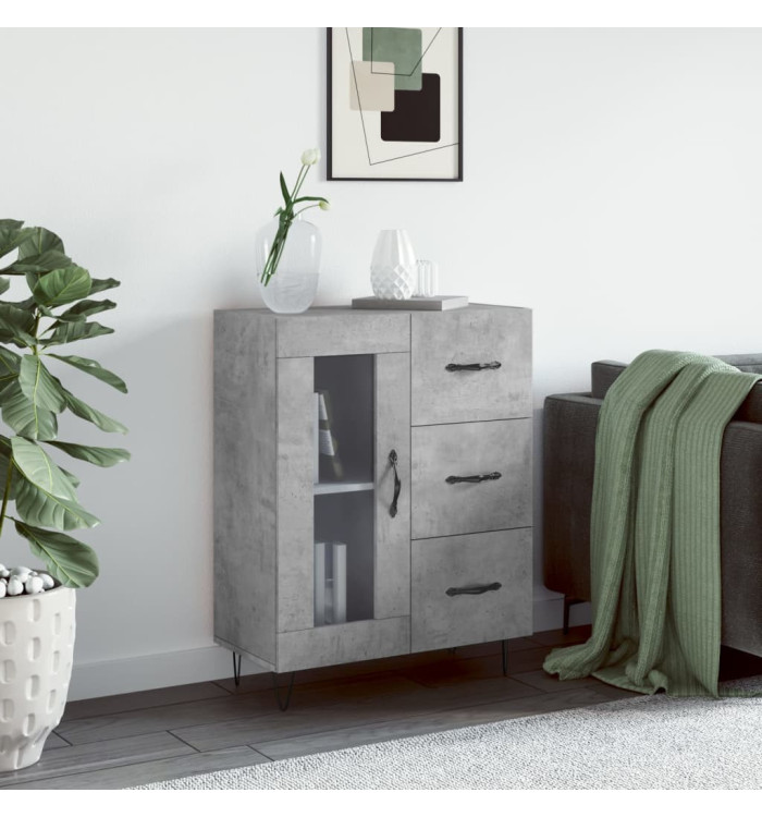 Buffet gris béton 69,5x34x90 cm bois d'ingénierie | Mobilier & Déco