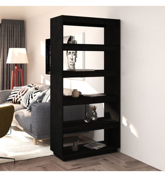Bibliothèque/Séparateur de pièce Noir 80x35x167 cm Pin massif | Mobilier & Déco