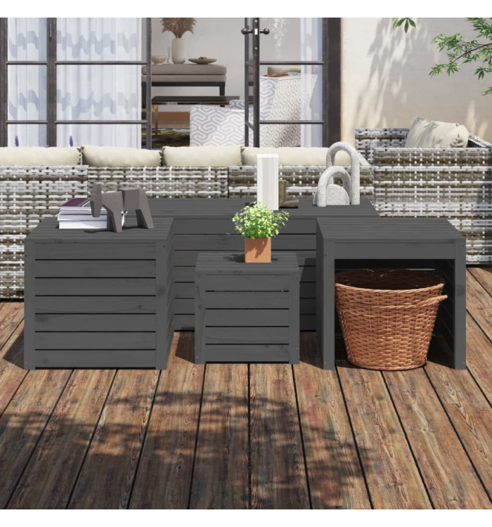 Ensemble de boîtes de jardin 4 pcs gris bois de pin massif | Mobilier & Déco