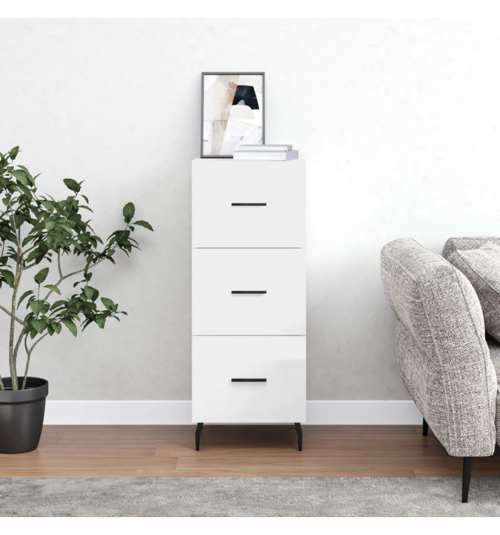 Buffet Blanc brillant 34,5x34x90 cm Bois d'ingénierie | Mobilier & Déco