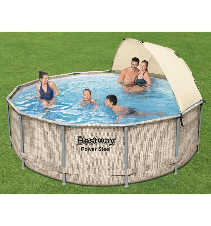 Bestway Ensemble de piscine avec auvent Power Steel 396x107 cm | Mobilier & Déco