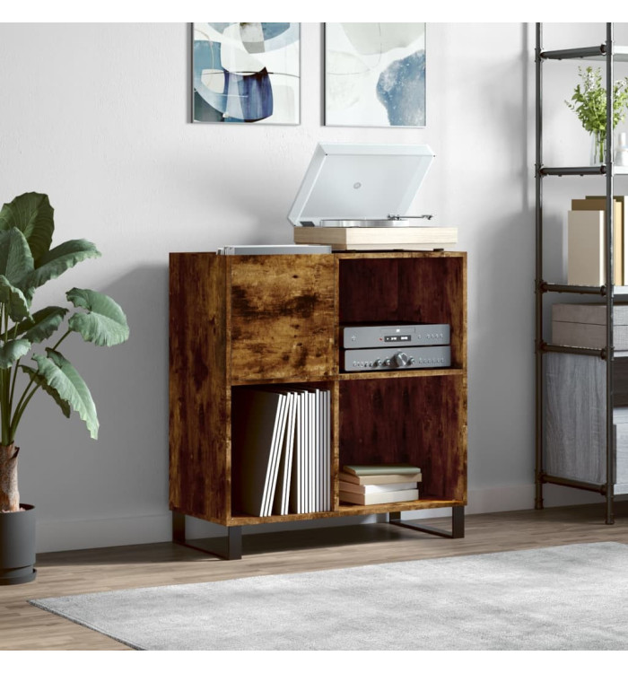 Armoire à disques chêne fumé 84,5x38x89 cm bois d'ingénierie | Mobilier & Déco