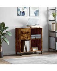 Armoire à disques chêne fumé 84,5x38x89 cm bois d'ingénierie | Mobilier & Déco