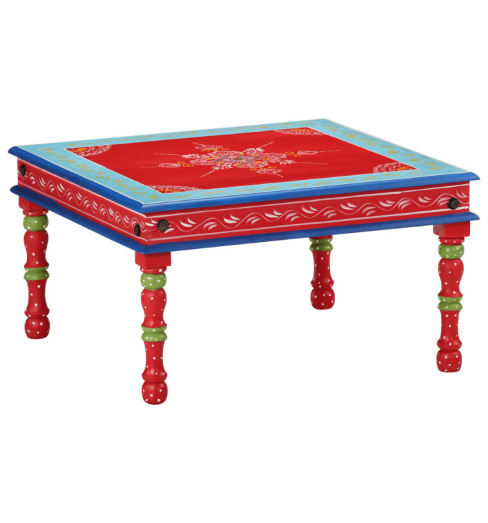 Table basse rouge bois de manguier massif peint à la main | Mobilier & Déco