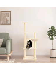 Arbre à chat avec griffoirs en sisal crème 132 cm | Mobilier & Déco
