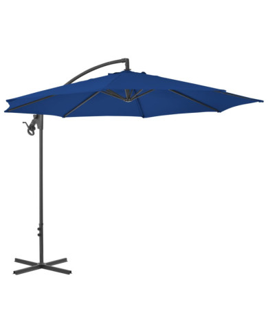 Parasol de jardin en porte-à-faux avec mât en acier bleu azuré | Mobilier & Déco