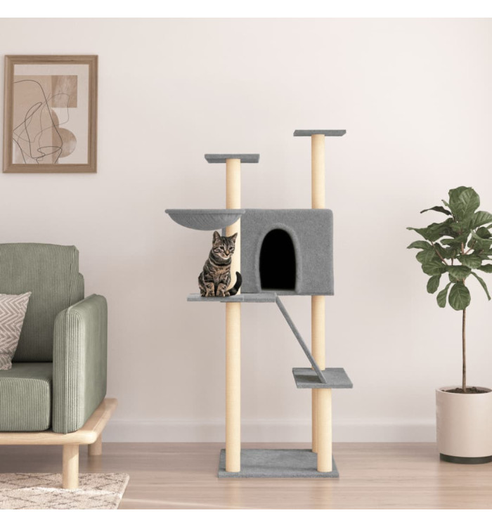 Arbre à chat avec griffoirs en sisal gris clair 143 cm | Mobilier & Déco
