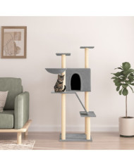 Arbre à chat avec griffoirs en sisal gris clair 143 cm | Mobilier & Déco
