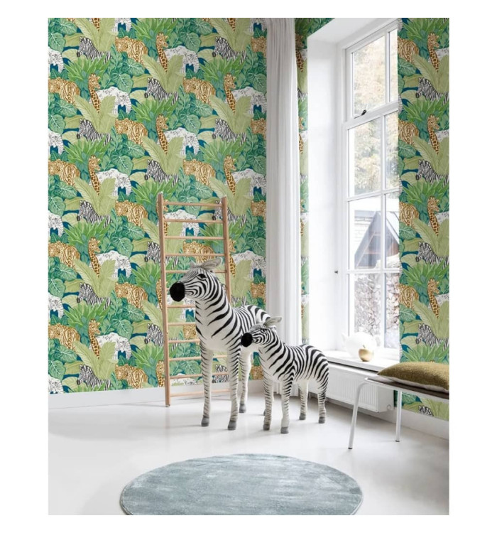 Noordwand Papier peint Good Vibes Jungle Animals Vert et noir | Mobilier & Déco