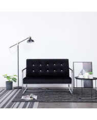 Canapé 2 places avec accoudoirs Noir Chrome et velours | Mobilier & Déco