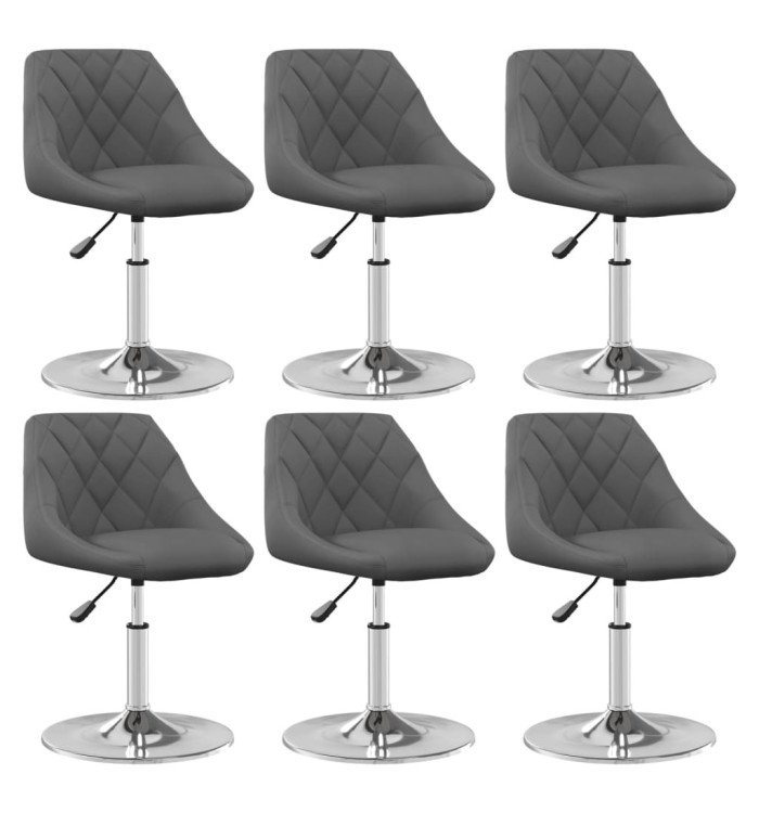 Chaises pivotantes à manger lot de 6 Gris foncé Velours | Mobilier & Déco
