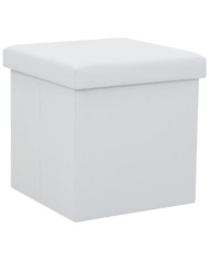 Tabouret de rangement pliable Blanc Similicuir | Mobilier & Déco