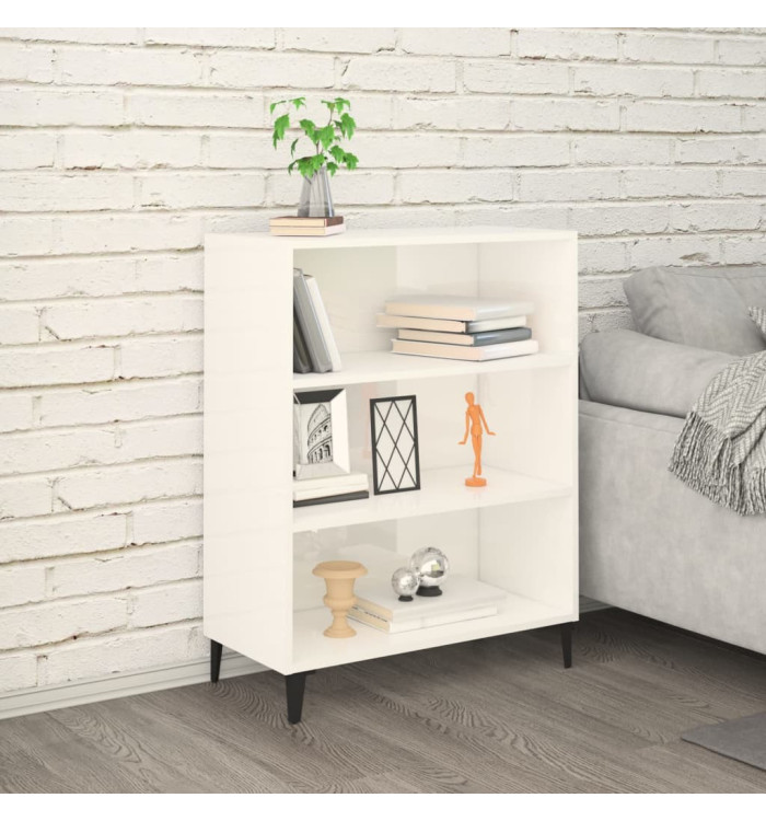 Buffet Blanc brillant 69,5x32,5x90 cm Bois d'ingénierie | Mobilier & Déco