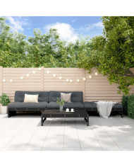 Salon de jardin 4 pcs avec coussins noir bois massif | Mobilier & Déco