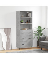 Buffet haut Gris béton 69,5x34x180 cm Bois d'ingénierie | Mobilier & Déco