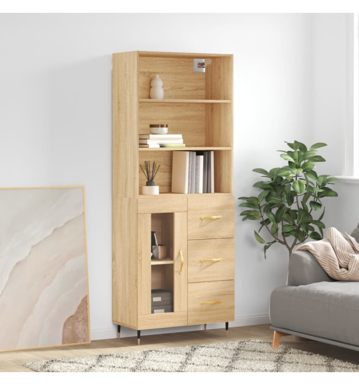 Buffet haut Chêne sonoma 69,5x34x180 cm Bois d'ingénierie | Mobilier & Déco