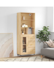 Buffet haut Chêne sonoma 69,5x34x180 cm Bois d'ingénierie | Mobilier & Déco